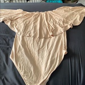 Off the shoulder cream/peach body suit